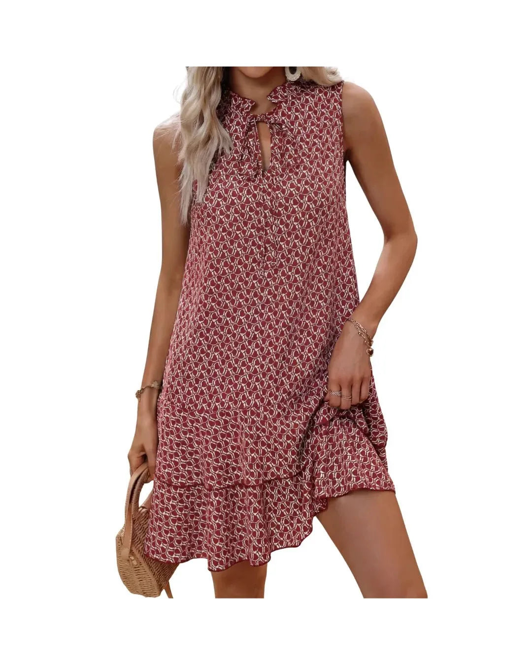 Maira - Vestido estampado bohemio con escote en V - Camila Fashions
