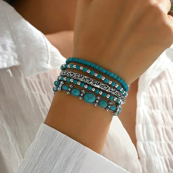 Maelia | Elegant Multi-Strand Turquoise Bracelet