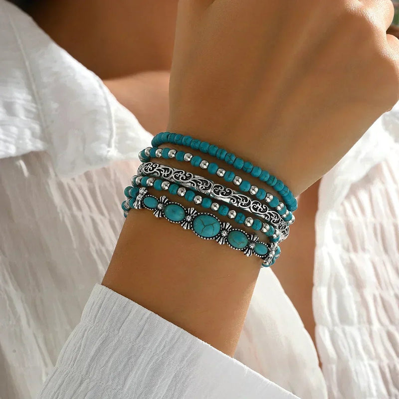 Maelia | Elegant Multi-Strand Turquoise Bracelet