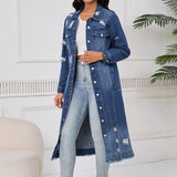 Camila | Chaqueta vaquera larga con roturas