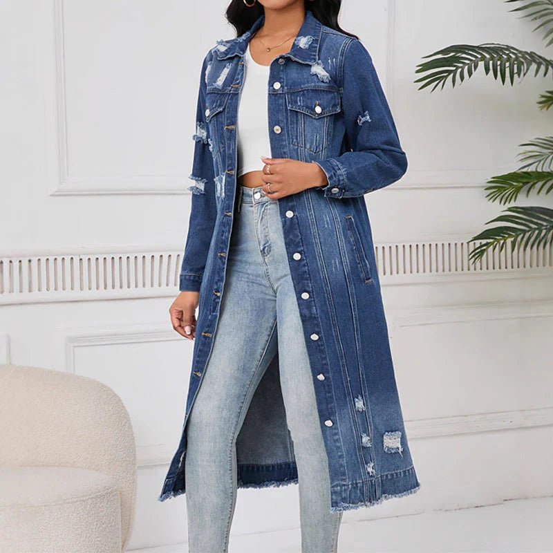 Camila | Chaqueta vaquera larga con roturas