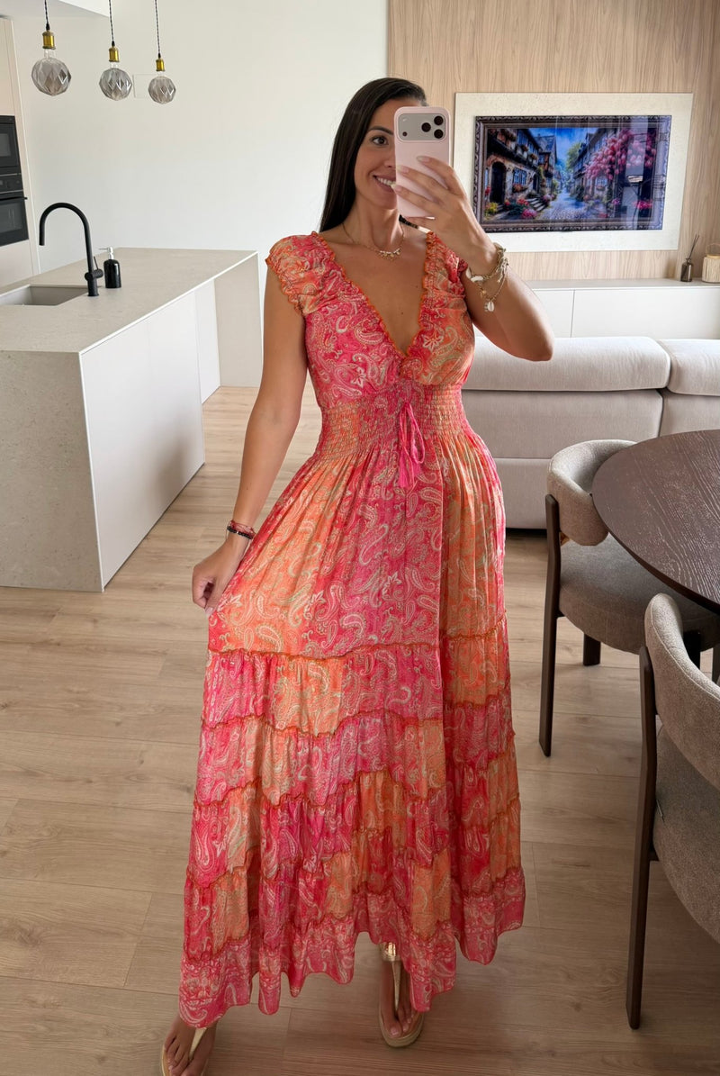 Amara Red Silk Maxi Dress
