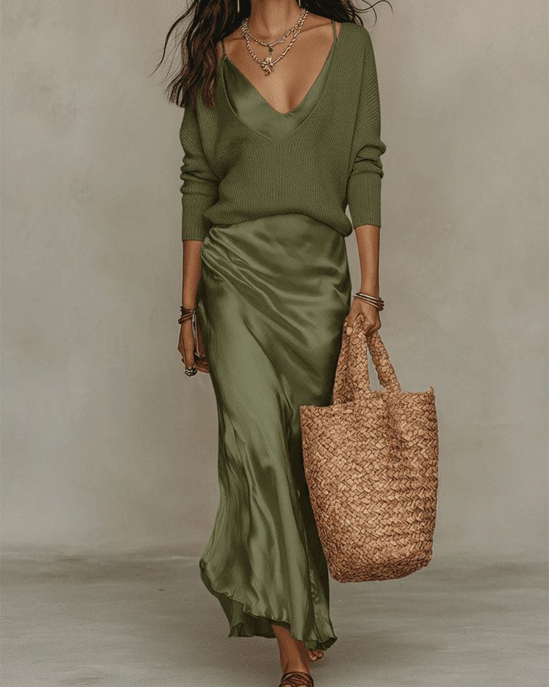 Anaïs | Elegant Satin Midi Dress