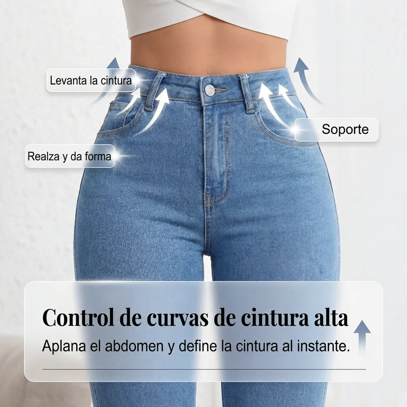 Claudia - Vaqueros elásticos acampanados de cintura alta