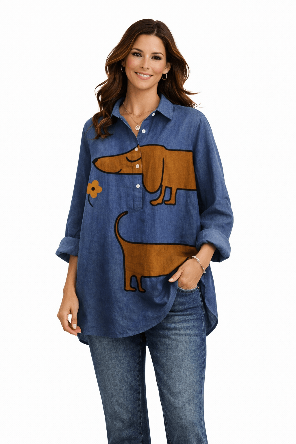 Pamela — Blusa de Lino Estampada Oversize