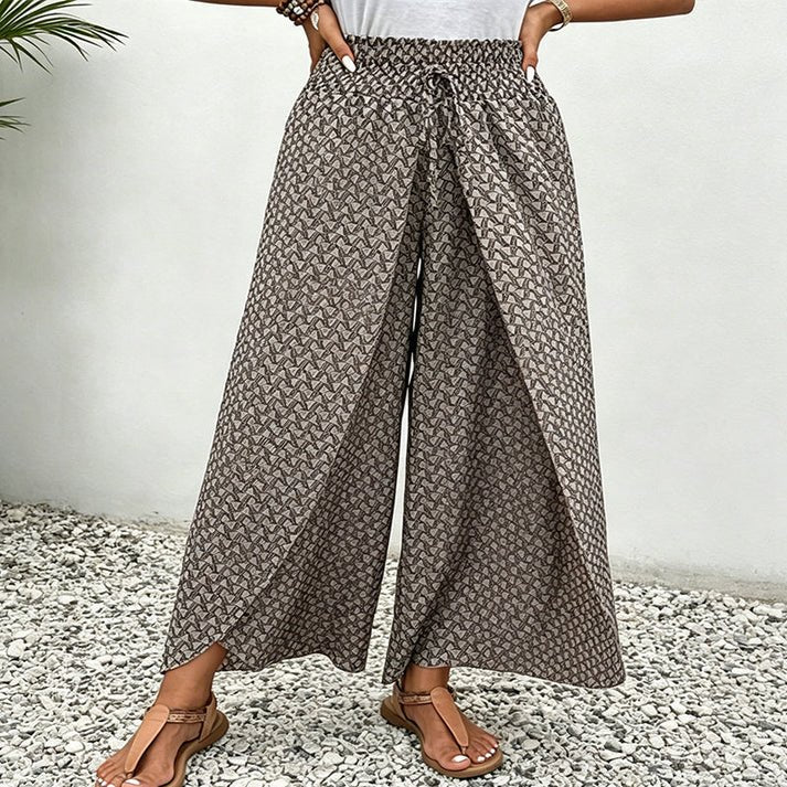 Samira - Pantalón fluido estampado con cordón ajustable