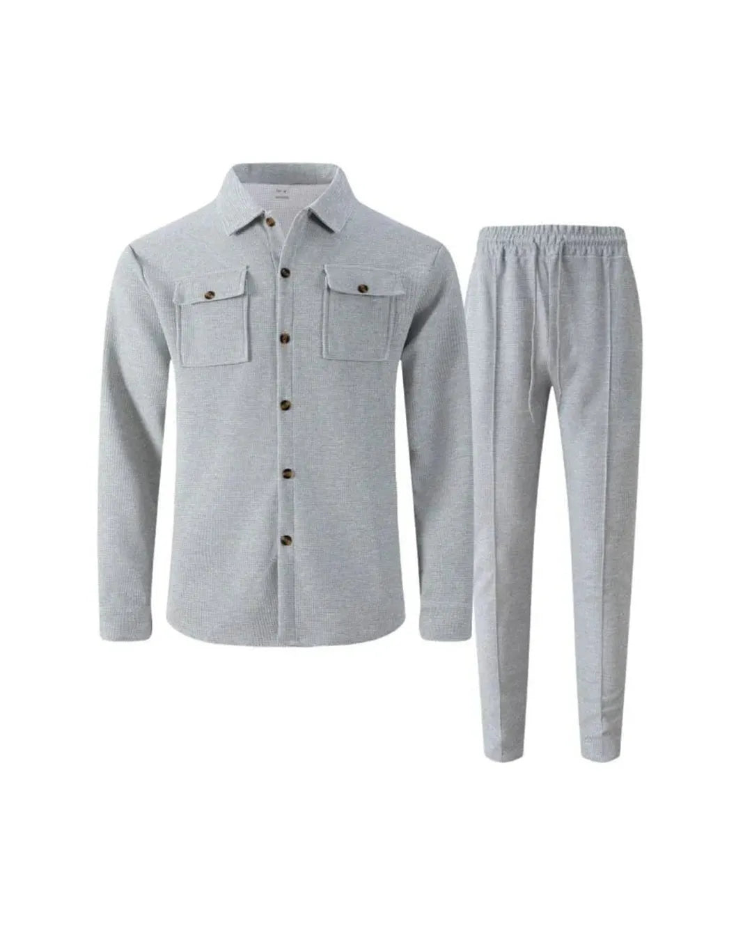 Iván – Conjunto de chaqueta abotonada y pantalón waffle - Camila Fashions