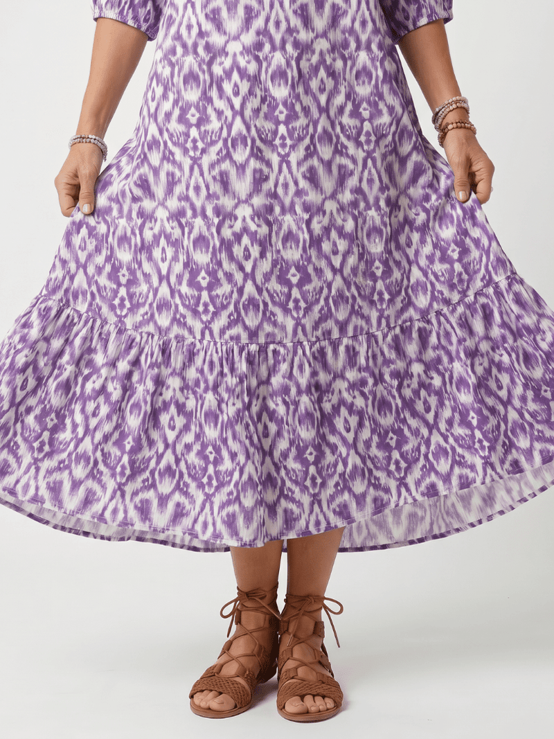 Penelope | Printed Tassel Tie Midi Dress