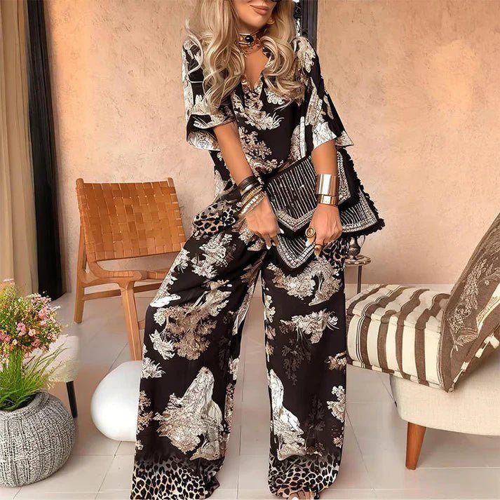 Selena - Conjunto estampado con pantalón fluido