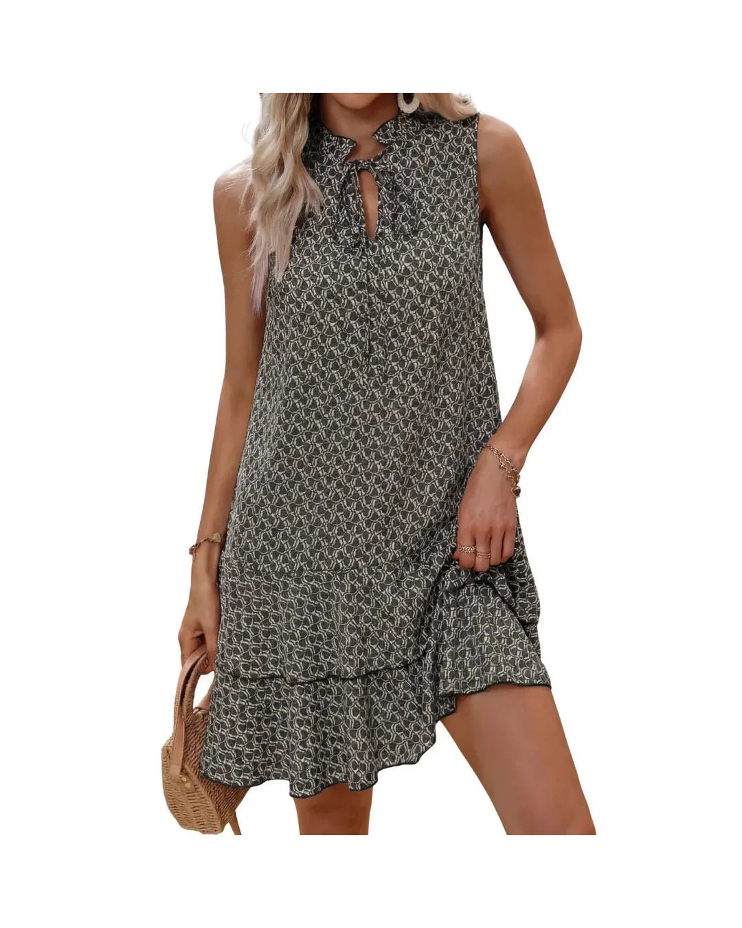 Maira - Vestido estampado bohemio con escote en V - Camila Fashions
