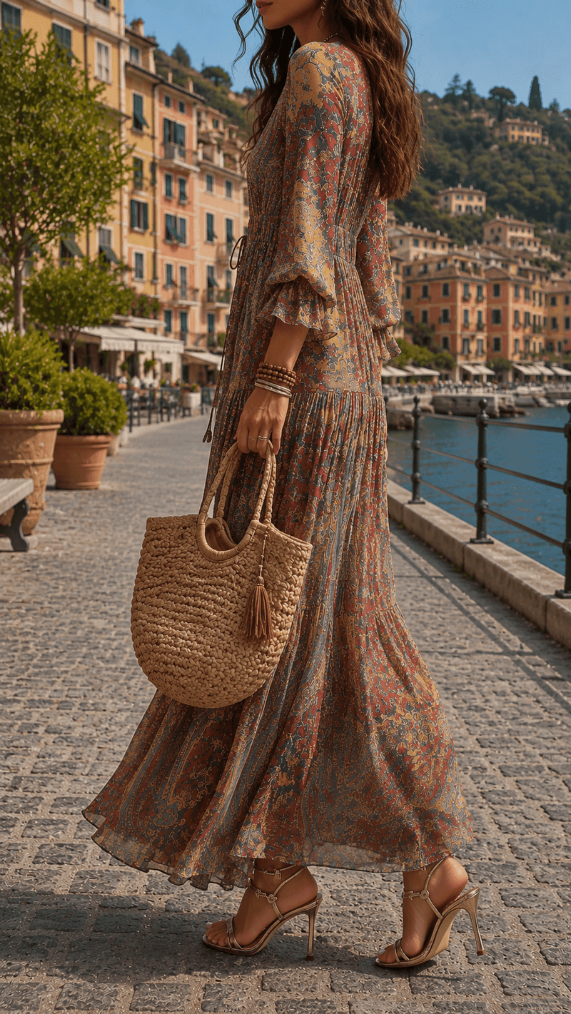 Bormes-les-Mimosas Dress | Flowing Bohemian Maxi