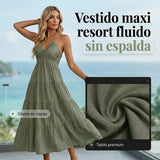 Julia - Vestido largo con cuello halter y espalda descubierta