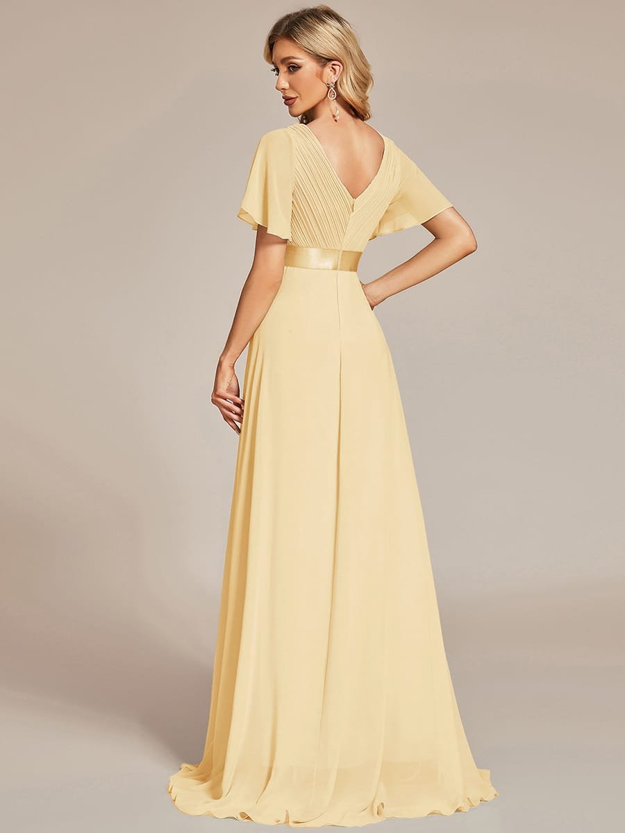 MONICA | Vestido largo de dama de honor con cintura imperio y mangas cortas fluidas