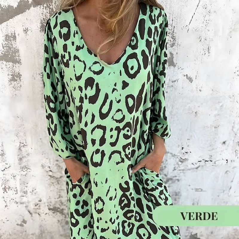 Amanda - Vestido Safari Chic con estampado de leopardo