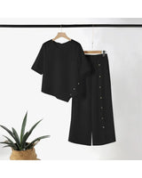Elena - Elegant Asymmetric Top and Wide-Leg Trousers Set - Camila Fashions
