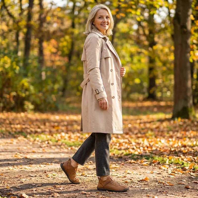Gisela - Zapatillas ortopédicas cómodas de efecto piel