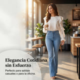 Claudia - Vaqueros elásticos acampanados de cintura alta