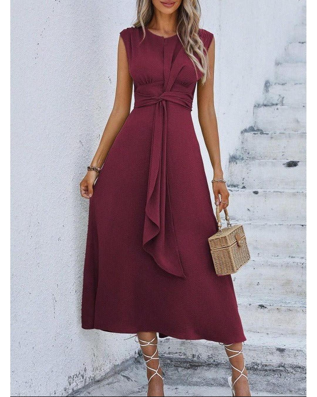 Eva - Vestido elegante sin mangas con cintura ajustable - Camila Fashions