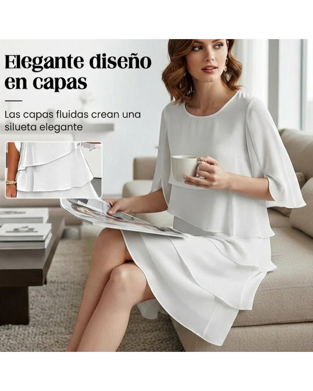 Brisa - Vestido elegante de capas y volantes - Camila Fashions