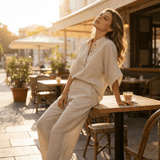 Mara | Conjunto fluido con manga murciélago y pantalón amplio