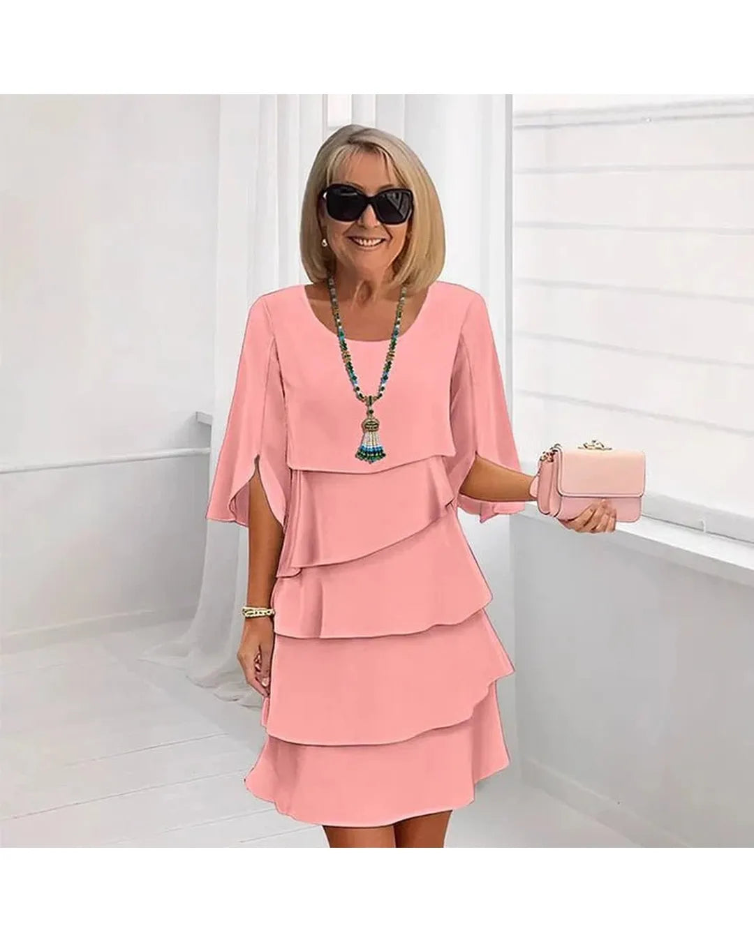 Brisa - Vestido elegante de capas y volantes - Camila Fashions