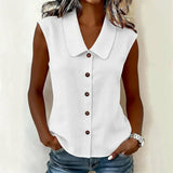 Valentina - Blusa con escote en V y botones