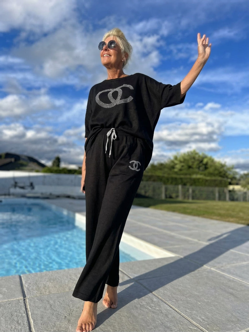 Nerea - Conjunto de dos piezas con top y pantalón holgado