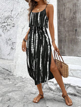 Luna | Vestido midi estampado con tirantes finos