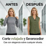 Valentina - Blusa con escote en V y botones
