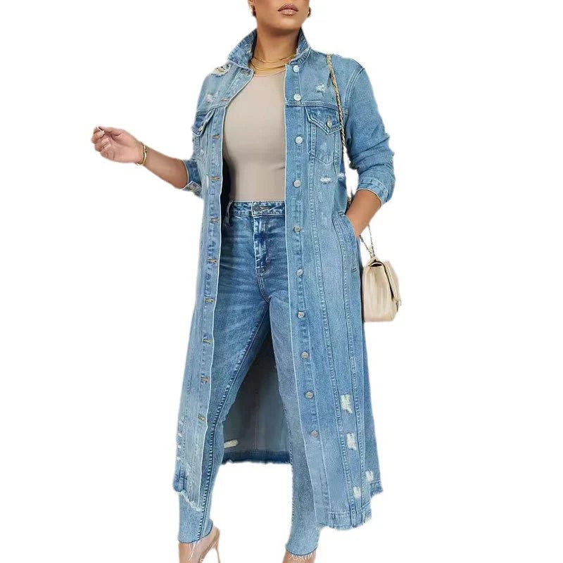 Camila | Chaqueta vaquera larga con roturas