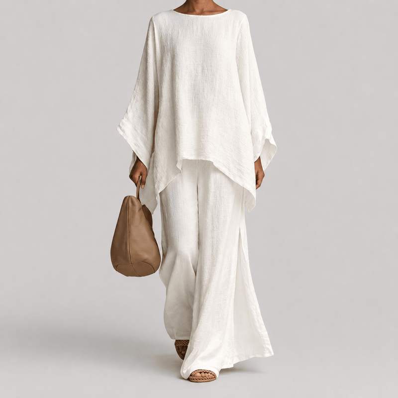 Christine | Long-Sleeve Two-Piece Set with Wide-Leg Trousers