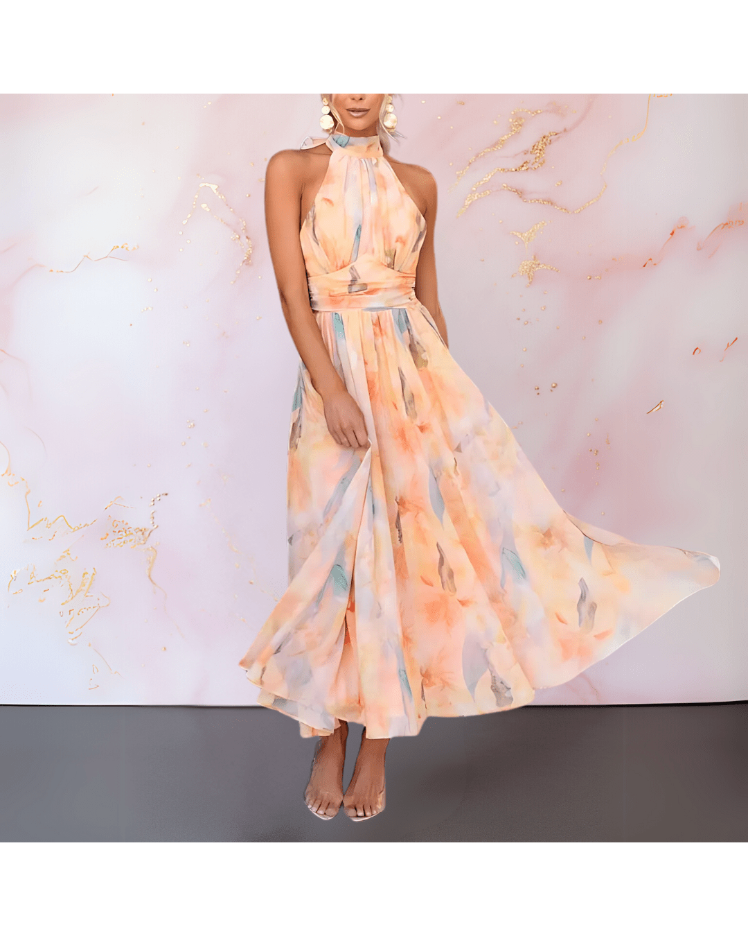 ESTHER | Vestido Halter de Estilo Acuarela - Camila Fashions