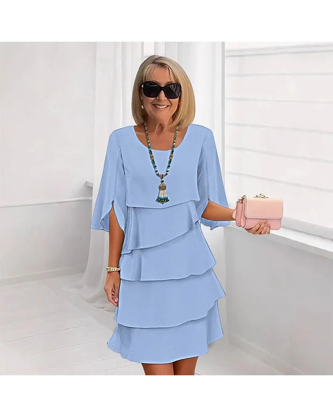 Brisa - Vestido elegante de capas y volantes - Camila Fashions