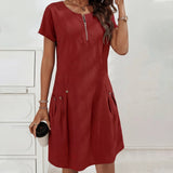Mireia - Vestido con cremallera y bolsillos con botones