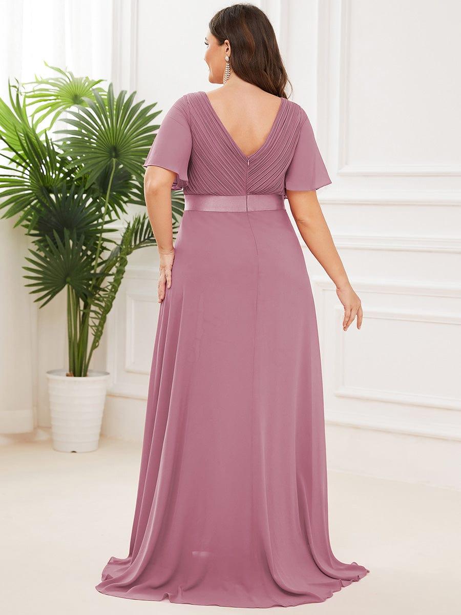 MONICA | Vestido largo de dama de honor con cintura imperio y mangas cortas fluidas