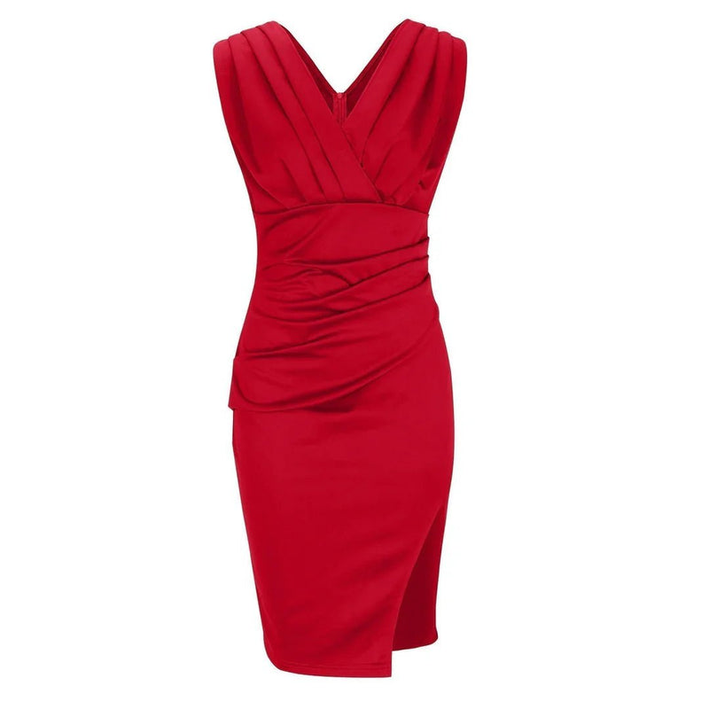 Leonor - Vestido drapeado elegante con abertura lateral