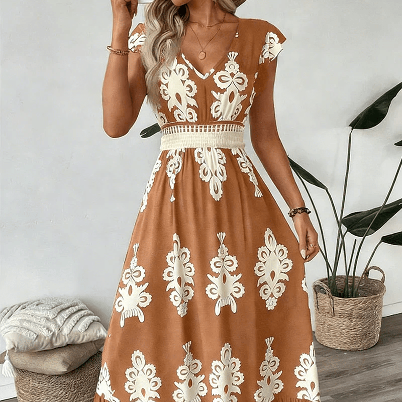 Candela - Vestido maxi barroco con escote en V