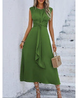 Eva - Elegant Sleeveless Dress with Adjustable Waist - Camila Fashions