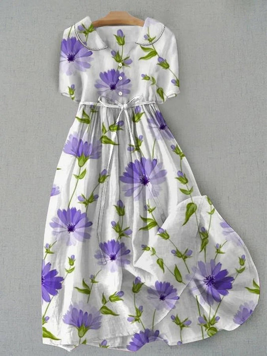 Amelia | Vestido elegante con flores de lavanda