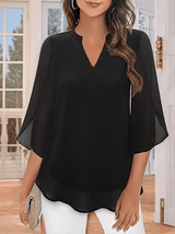 Claudia – Blusa de gasa chiffon con escote en V