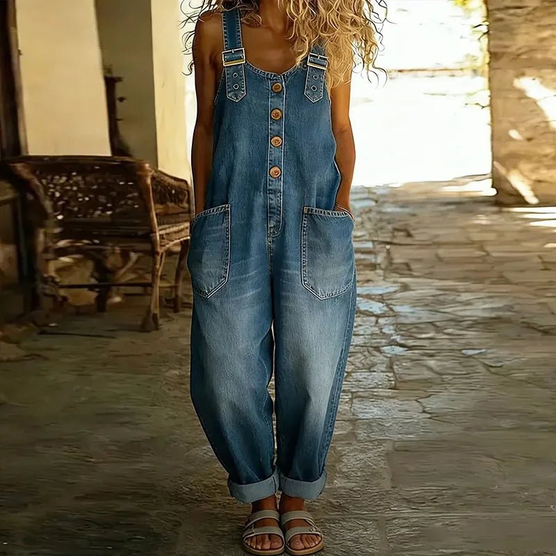 Marta | Peto vaquero vintage suave con tirantes ajustables
