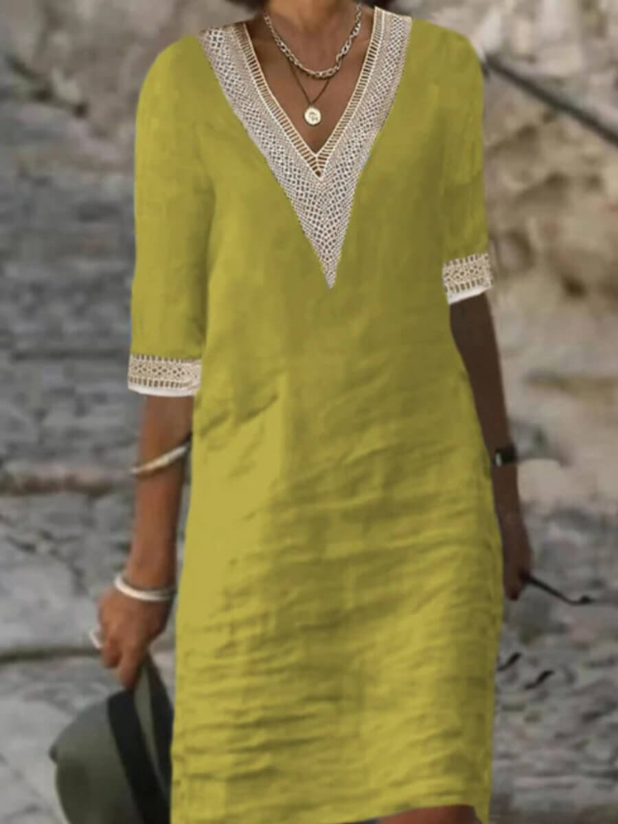 Camila - Vestido Casual de Algodão e Linho