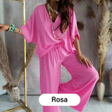 Mónica - Conjunto casual holgado de color liso