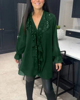 Xenia - Blusa elegante con detalle de volantes