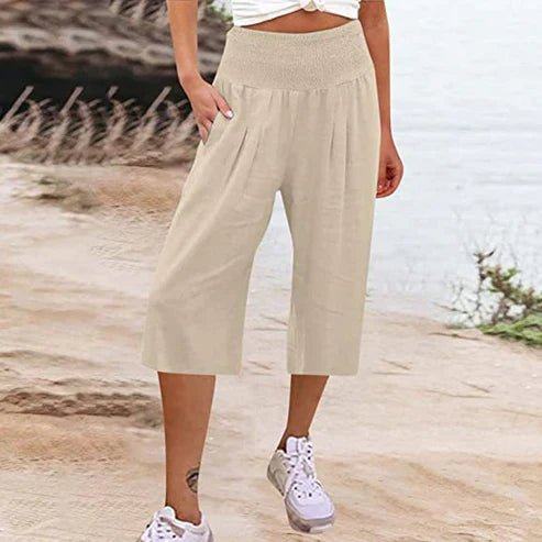 Abril - Pantalones capri ligeros con cintura elástica