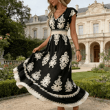Candela - Vestido maxi barroco con escote en V