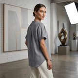 Celia - Blusa lisa de manga corta y corte holgado