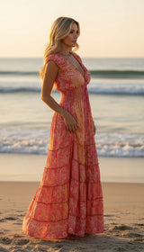 Amara Red Silk Maxi Dress