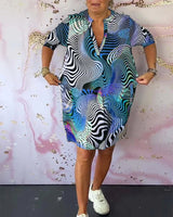 Ria - Vestido colorido con cuello en V