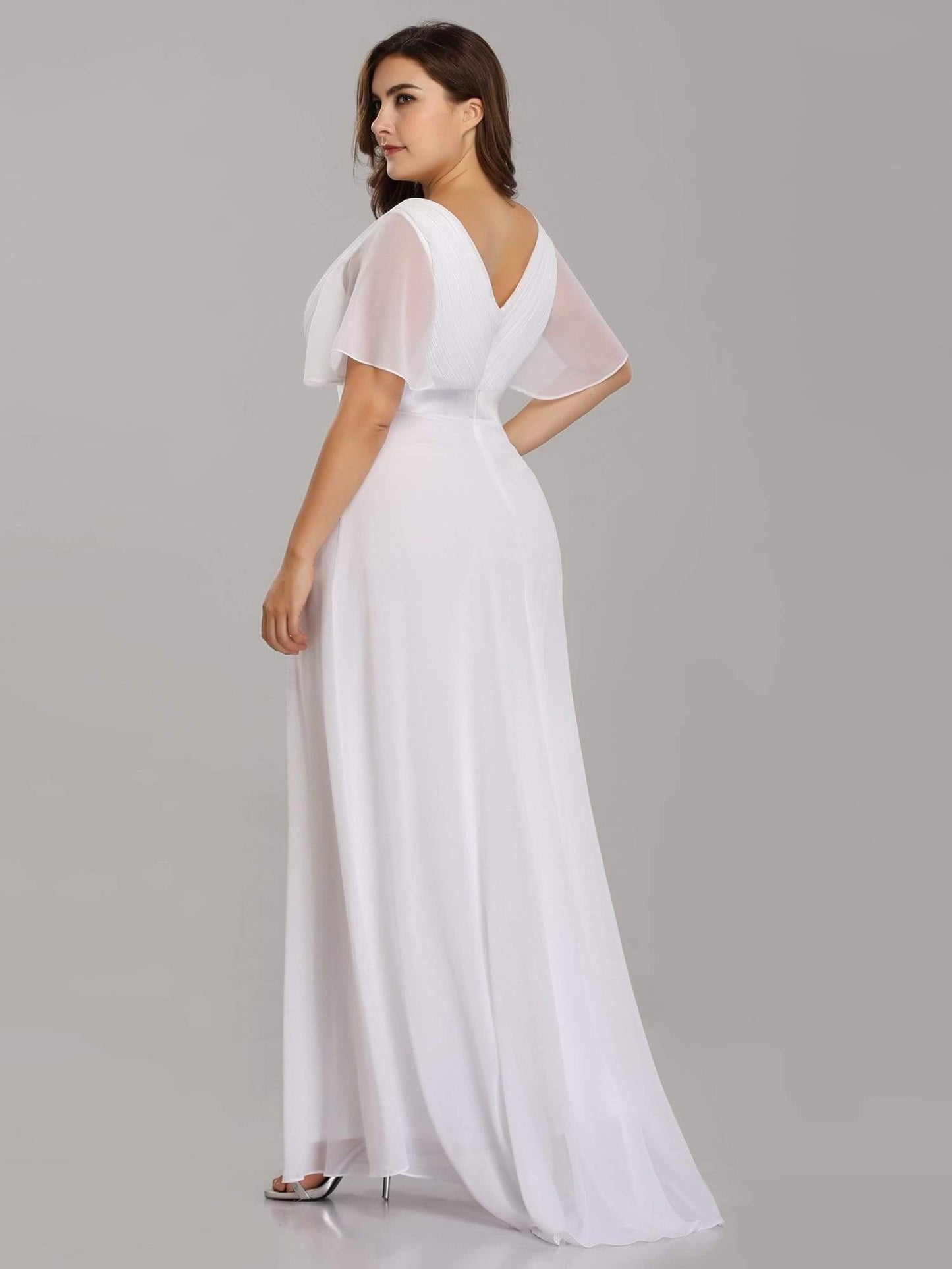 MONICA | Vestido largo de dama de honor con cintura imperio y mangas cortas fluidas